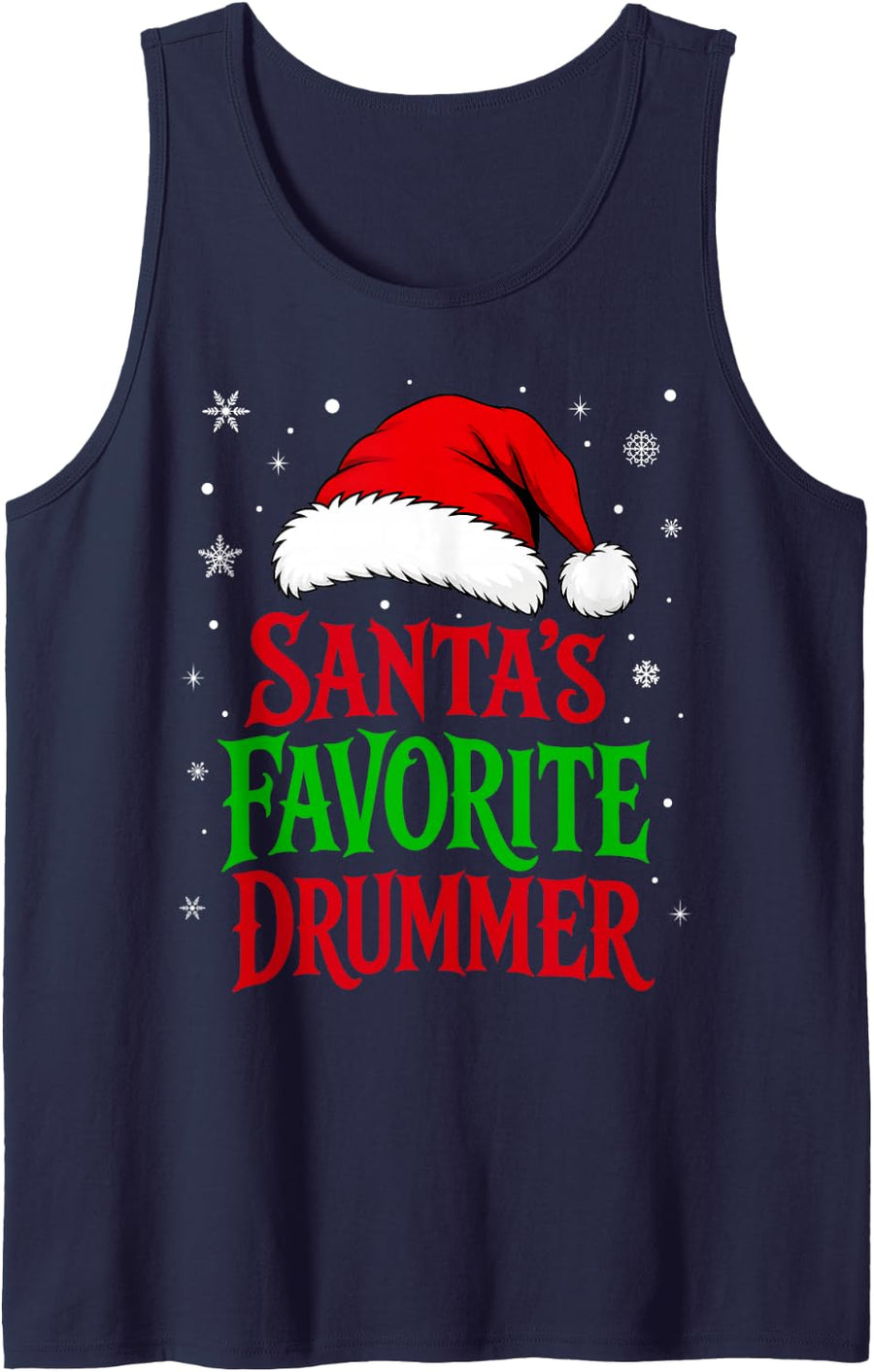 Santa Favorite Drummer Christmas Sleeveless Tank Top - Navy Blue