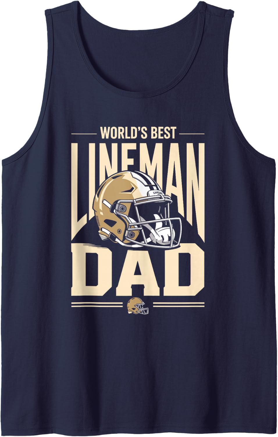 Men's World's Best Lineman Dad Football Sleeveless Tank Top - Navy Blue