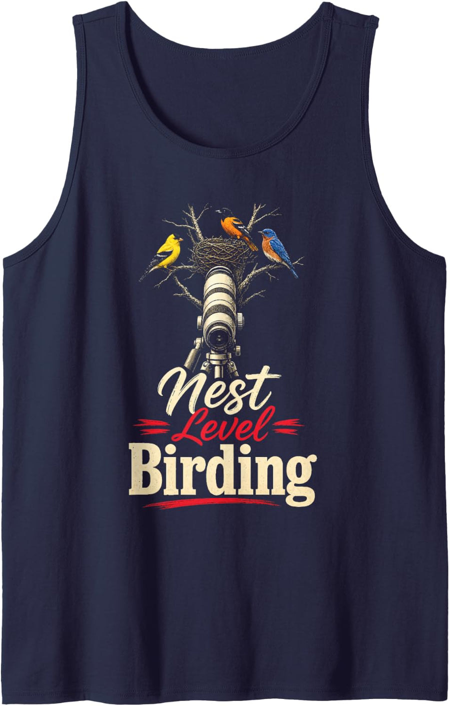 Bird Watching Nest Level Birding Tank Top - Navy Blue