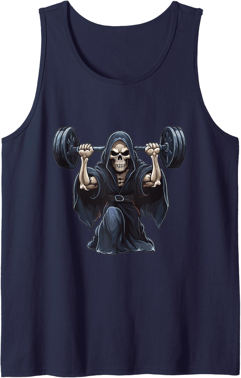 Muscle Deadlift Grim Reaper Darkness Fitness Tank Top - Navy Blue