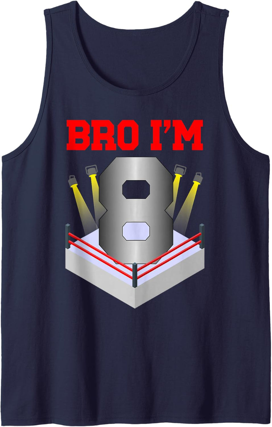 8th Boxing Birthday Party Eight Year Old Boxer Birthday Tank Top - Navy Blue