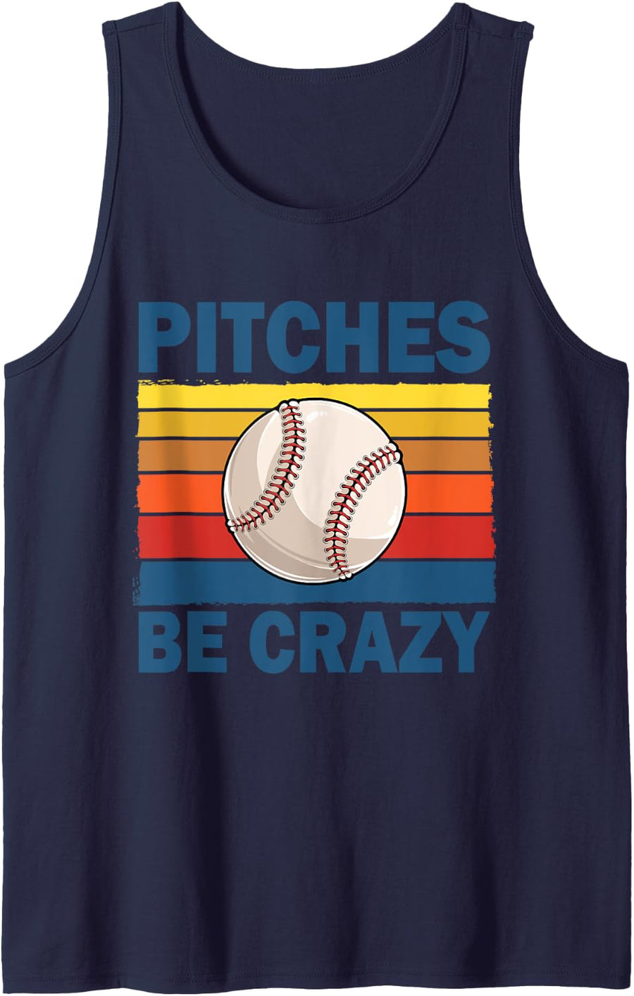 Pitches Be Crazy Funny Baseball Softball Player Pitcher Tank Top - Navy Blue