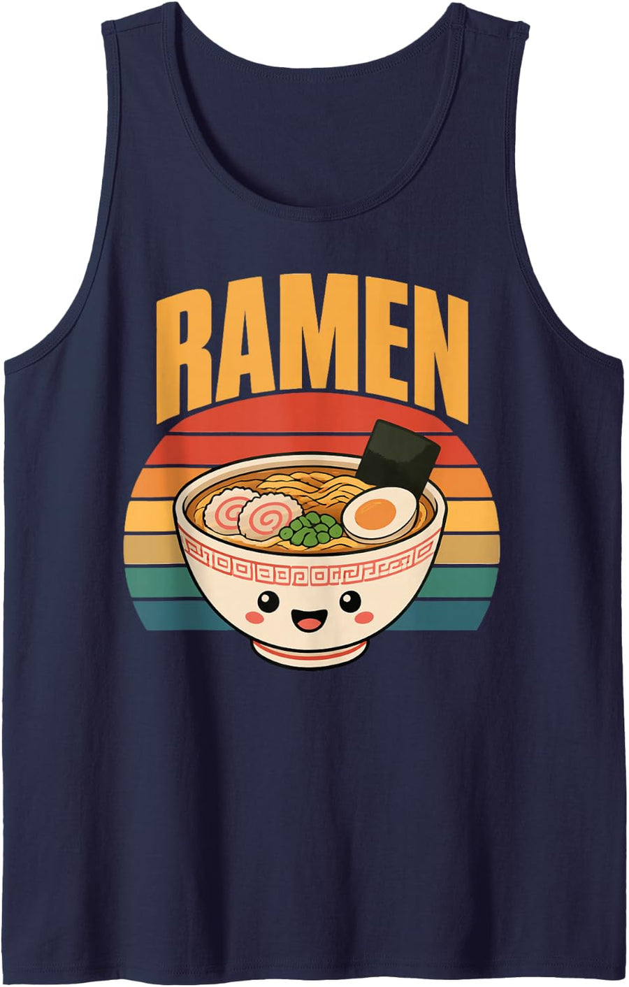 Vintage Ramen Lover Japanese Noodles Sleeveless Tank Top - Navy Blue