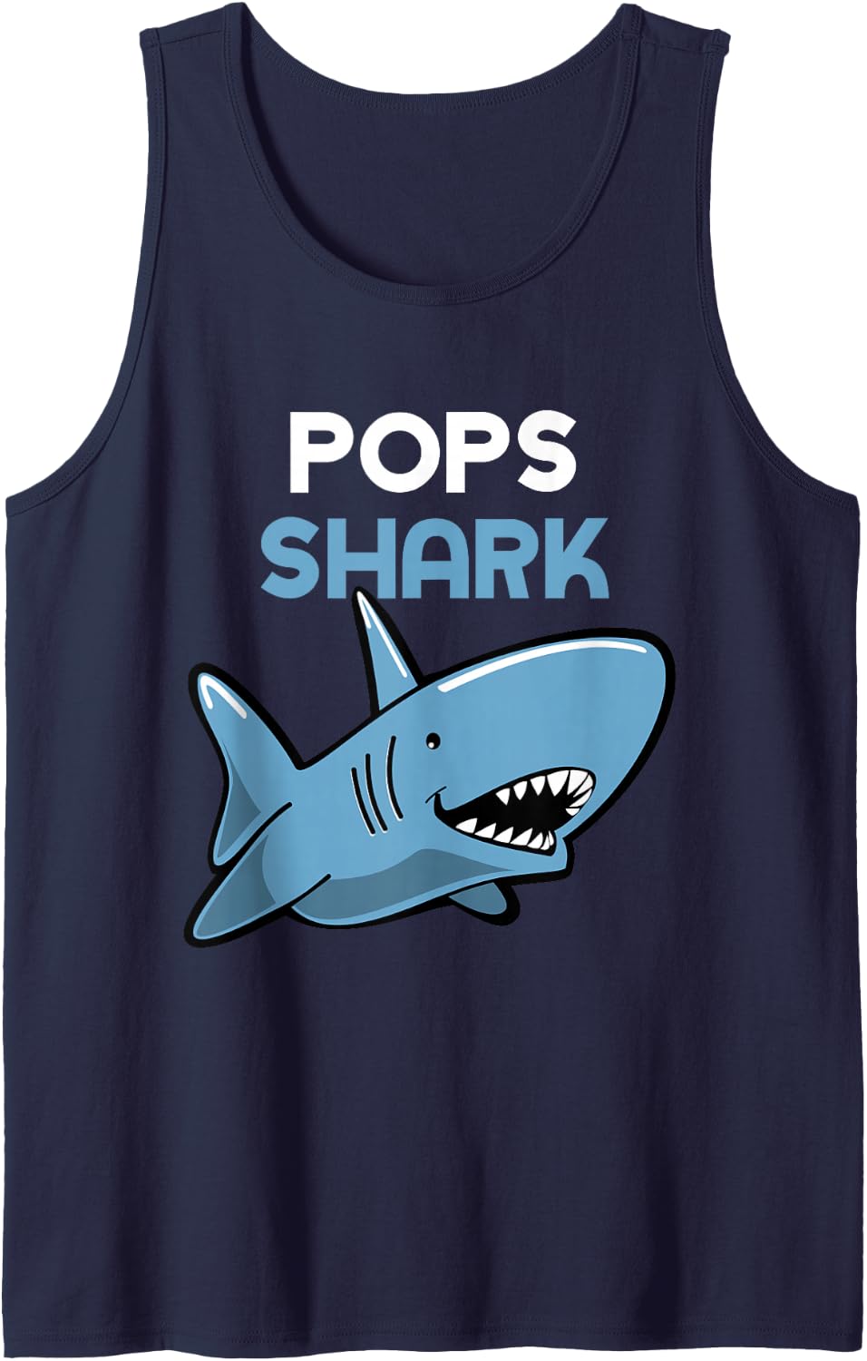 Men's Pops Shark Cool Funny Family Tank Top - Navy Blue