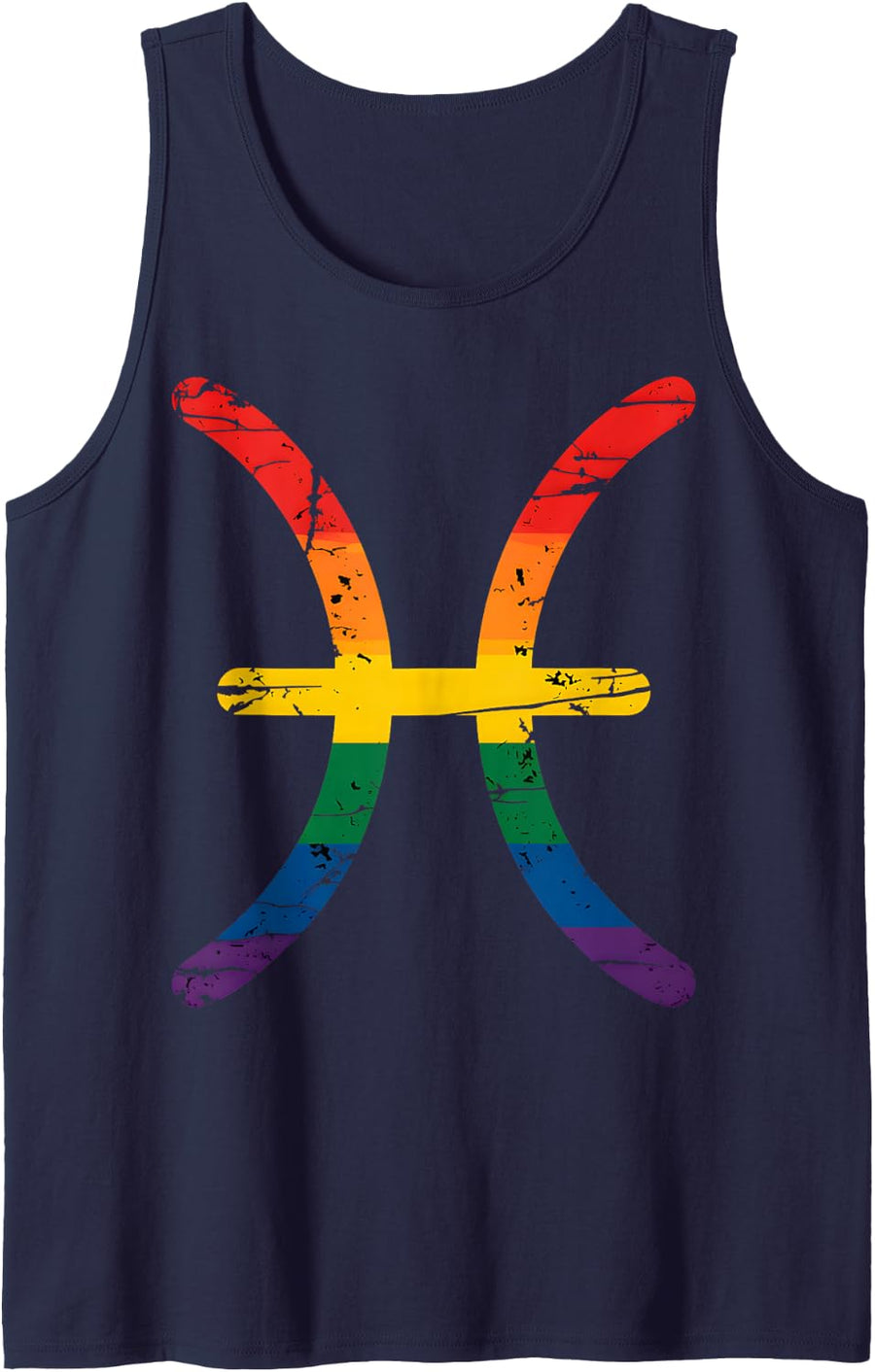 Pisces Rainbow Pride Tank Top - Navy Blue