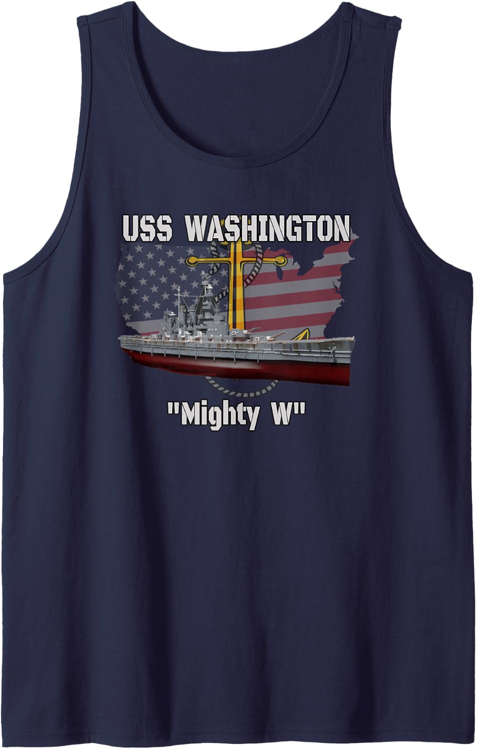 USS Washington BB-56 Battleship Veterans Day Warship Father Sleeveless Tank Top - Navy Blue