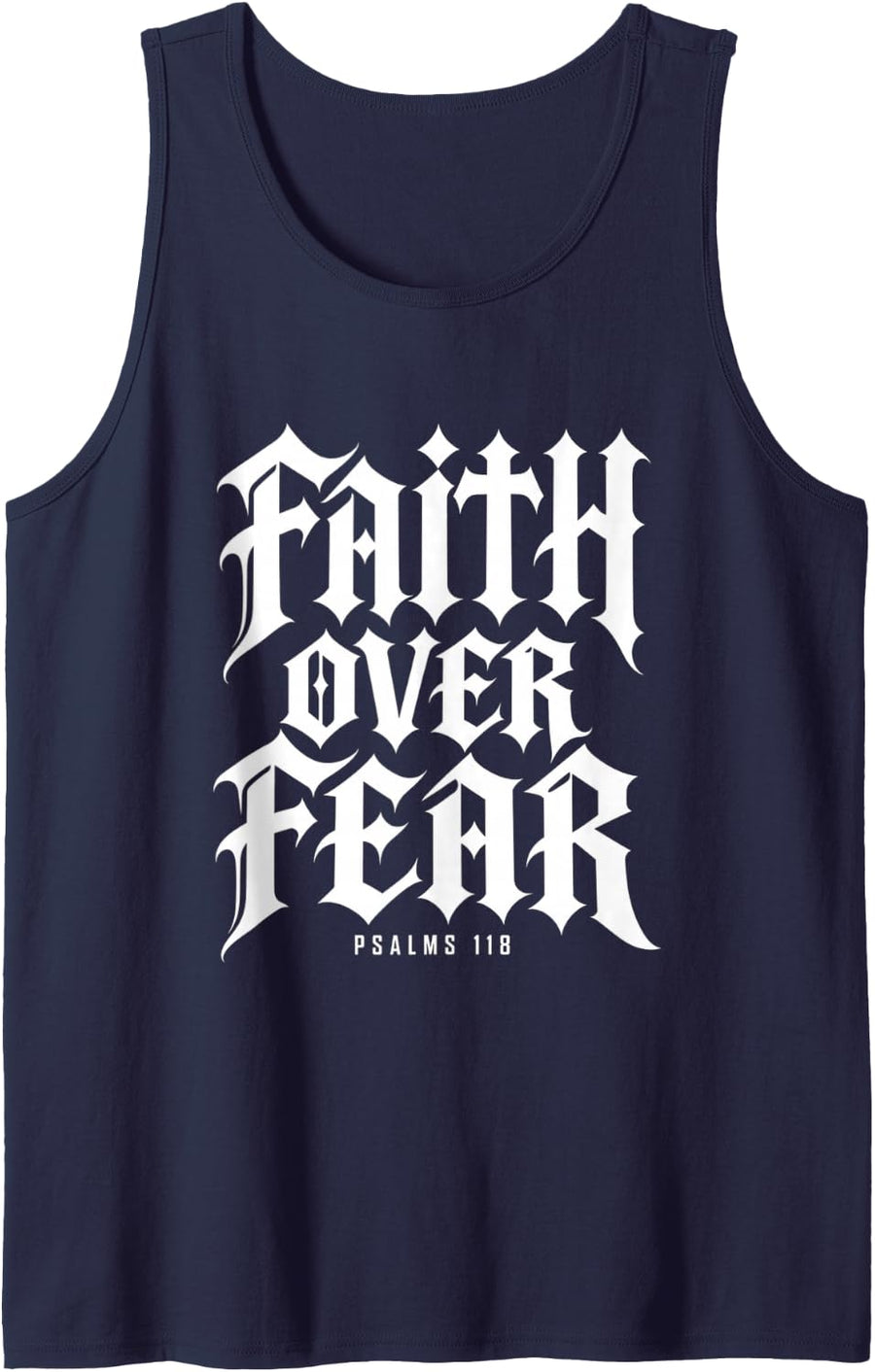 Faith Over Fear Jesus Christian Urban Church for Men Sleeveless Tank Top - Navy Blue
