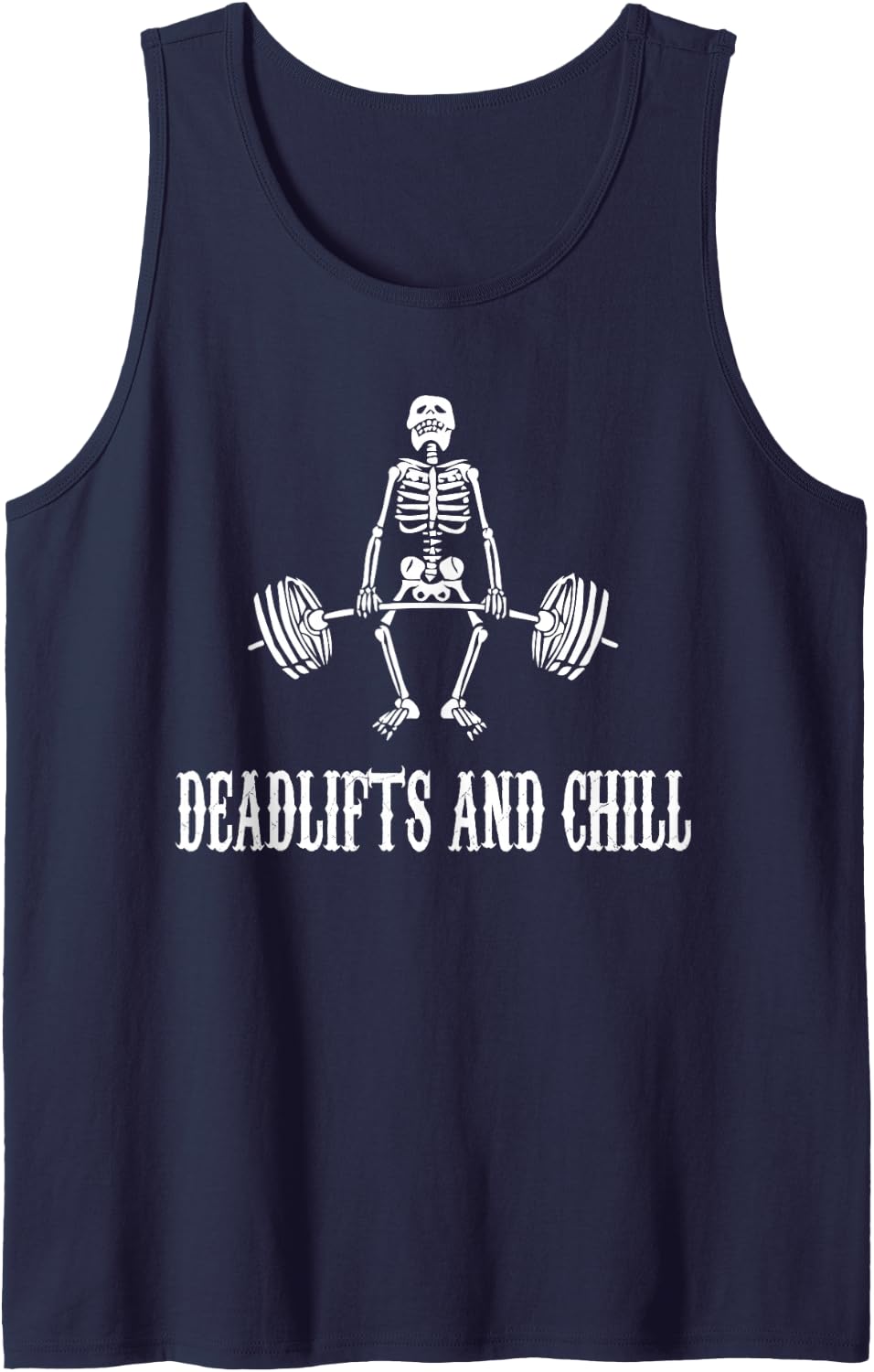 Deadlifts and Chill Weightlifting Weightlifter Gym Workout Sleeveless Tank Top - Navy Blue