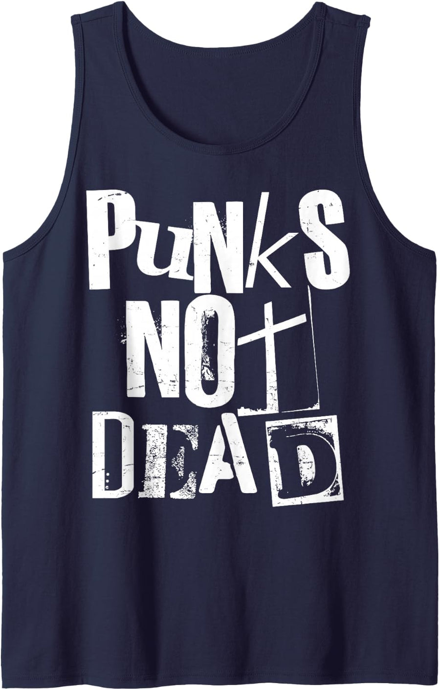 Punks Not Dead - Grunge Punk Rock Music Concert Festival Sleeveless Tank Top - Navy Blue