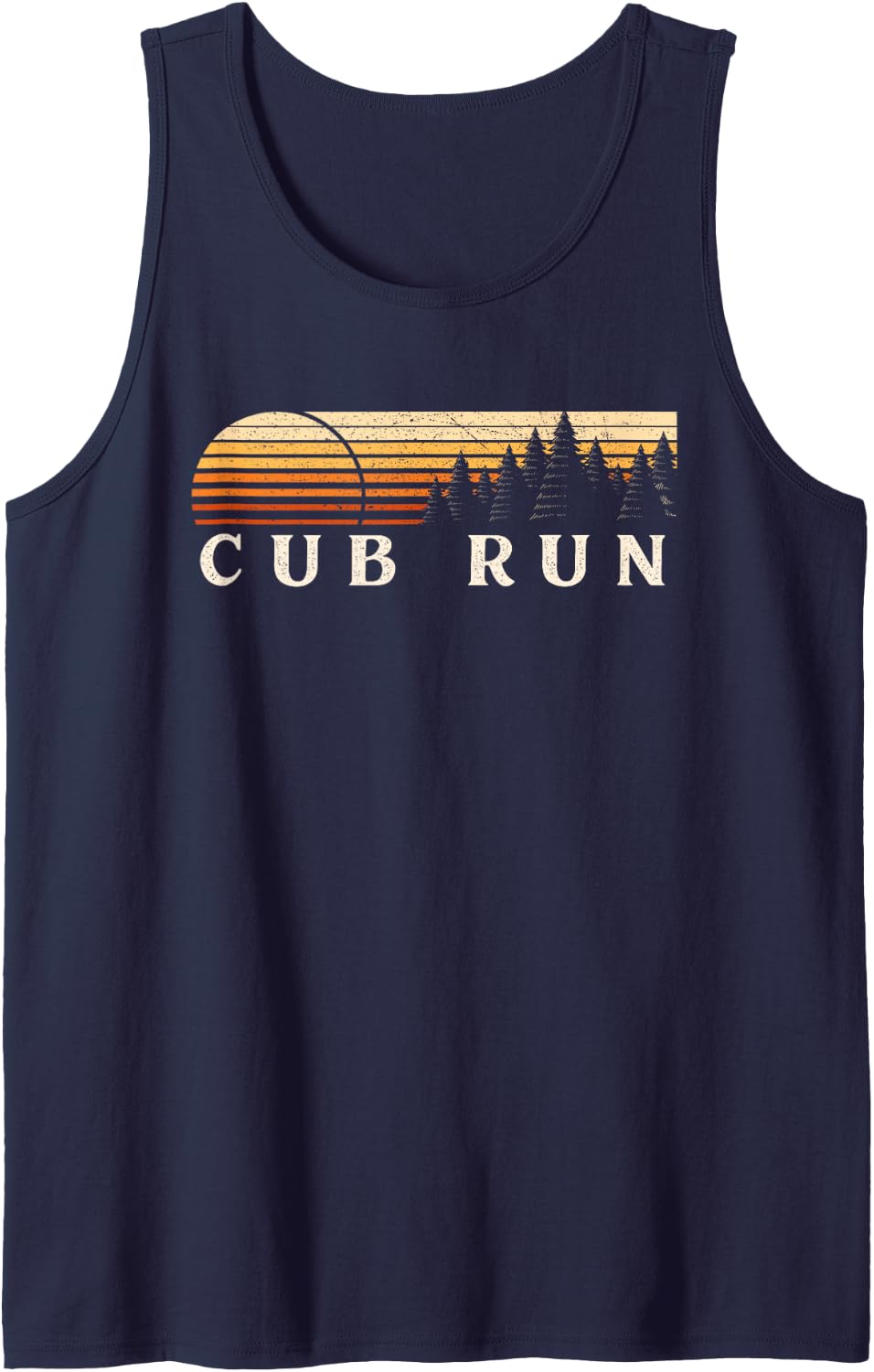 Cub Run, KY Vintage Evergreen Sunset Eighties Retro Sleeveless Tank Top - Navy Blue