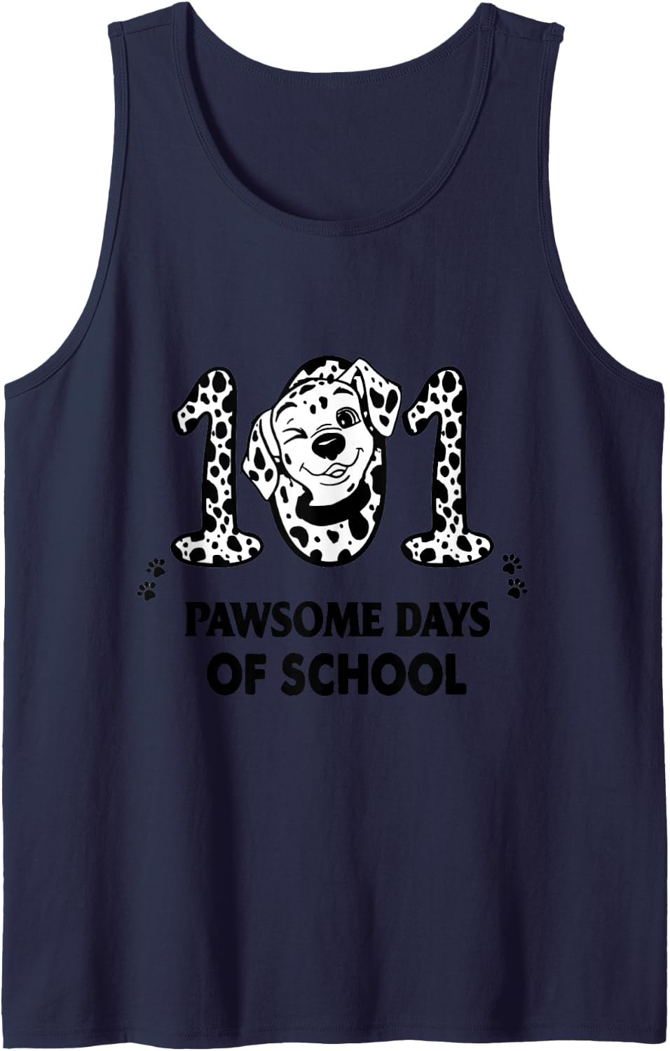101 Pawsome Days of School Dalmatian Dog Teacher Kids Gift Sleeveless Tank Top - Navy Blue