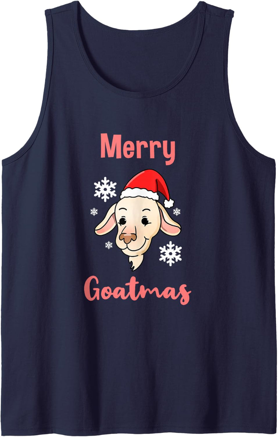 Merry Goatmas Christmas Goat Lover Gift Tank Top - Navy Blue
