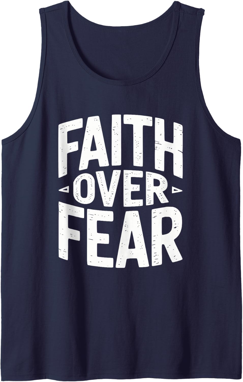 Faith Over Fear Christian Bible Verse Trust God Courage Tank Top - Navy Blue