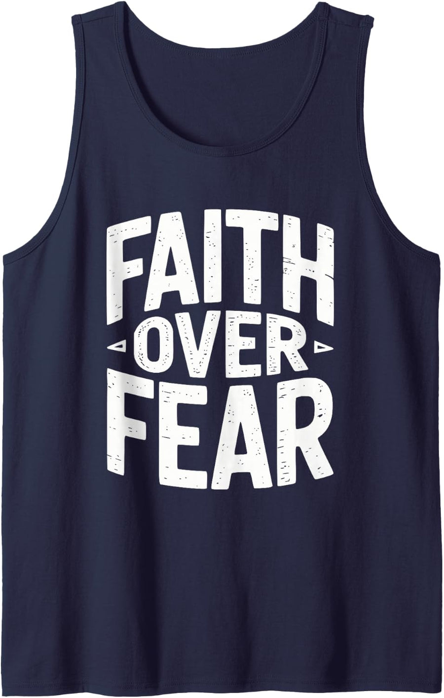 Faith Over Fear Christian Bible Verse Trust God Courage Tank Top - Navy Blue