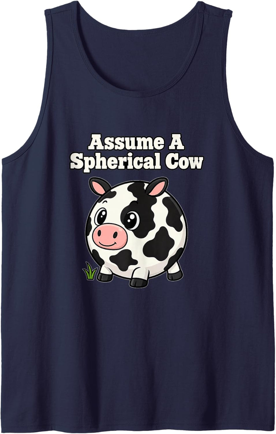 Physics Assume A Spherical Cow Funny Science Sleeveless Tank Top - Navy Blue