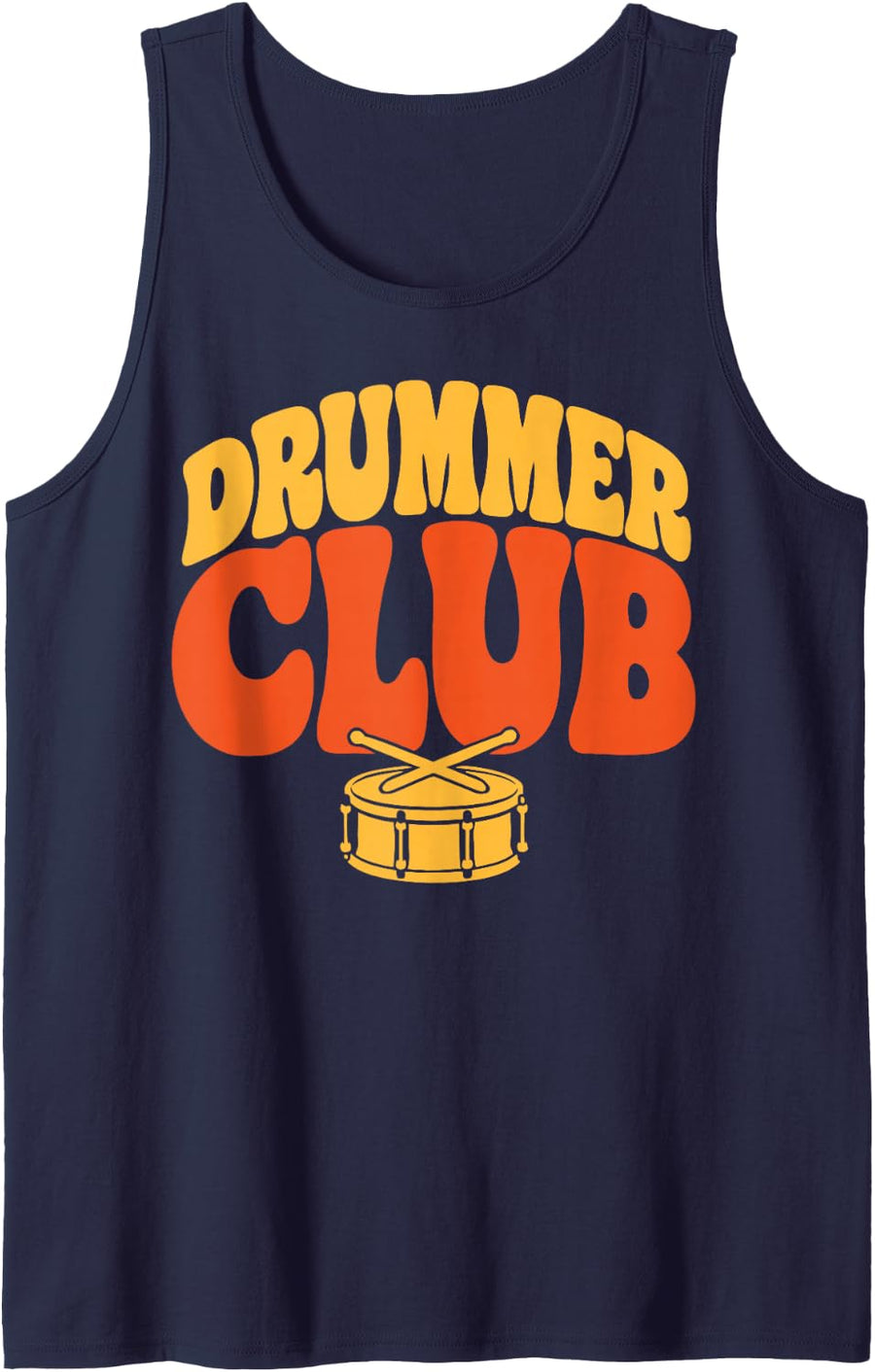 Retro Drummer Club Percussion Drum Kit Drumming Sleeveless Tank Top - Navy Blue