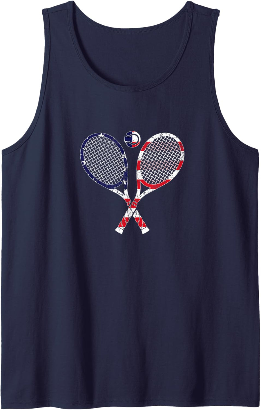 4th Of July Tennis Graphic Patriotic USA American Flag Tank Top - Navy Blue