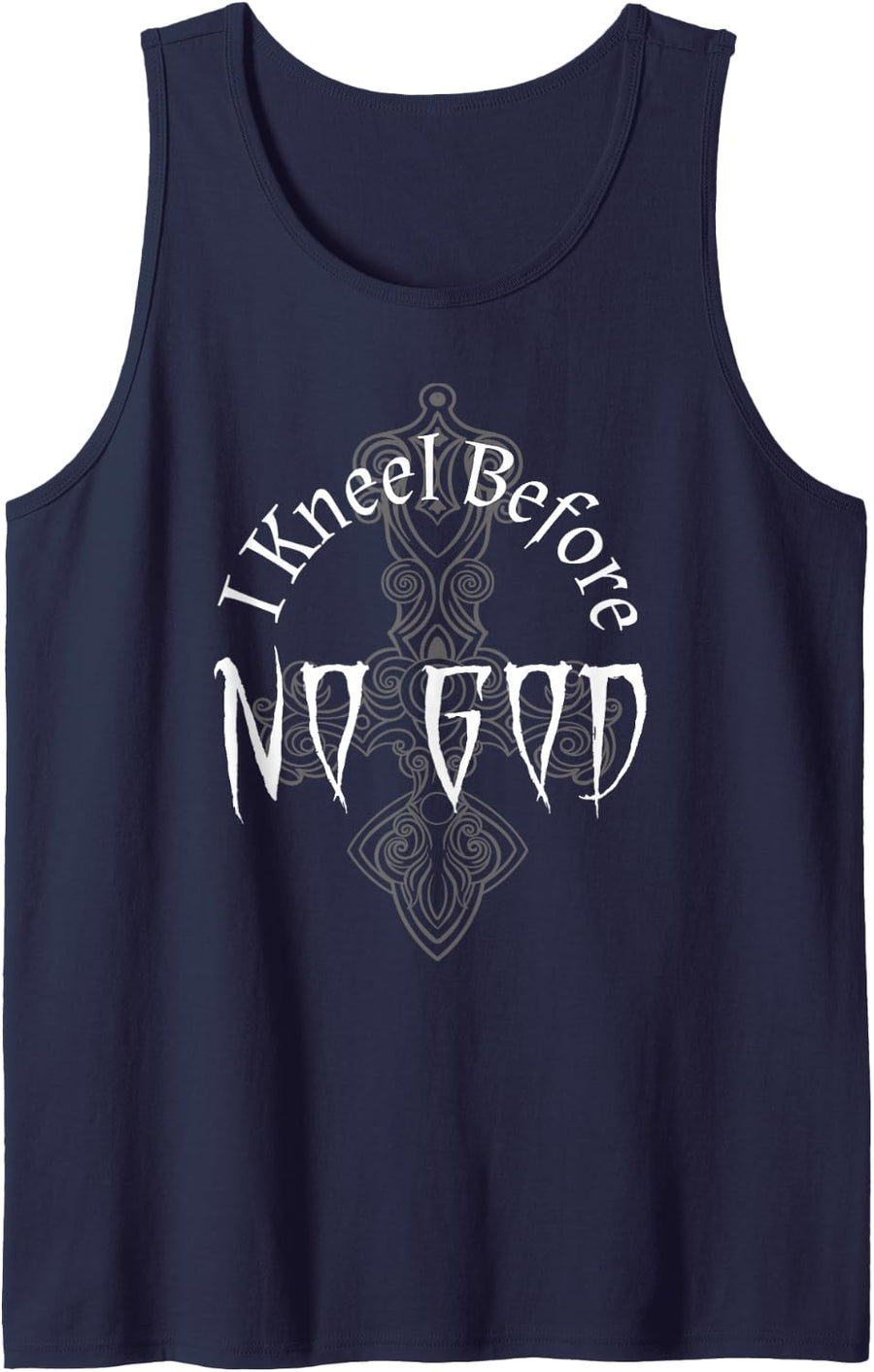 I Kneel Before No God - Satanic Tank Top - Navy Blue