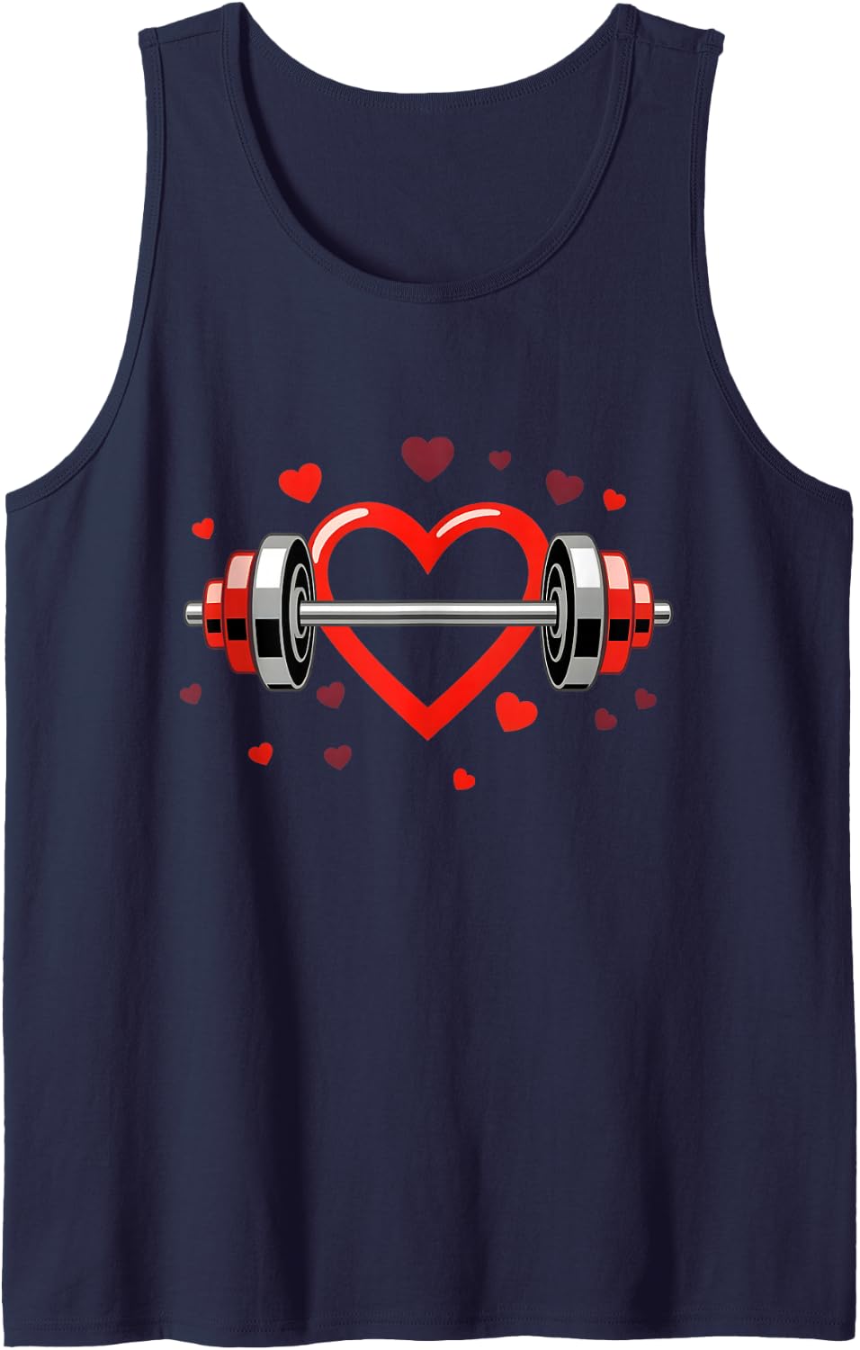 Fitness Heart Barbell Valentine's Day Gym Workout Women Men Tank Top - Navy Blue