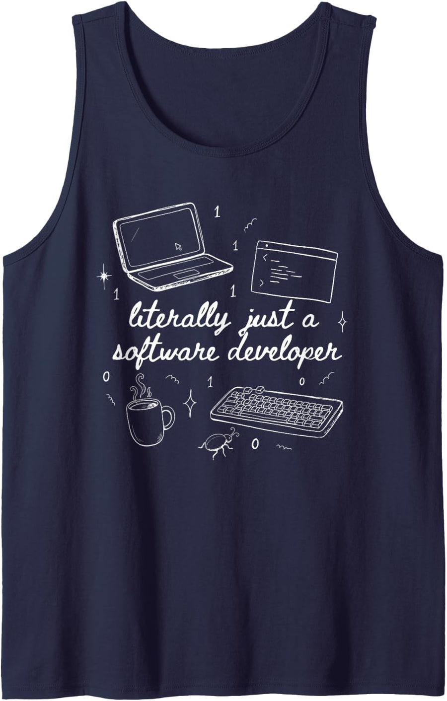 Software Developer Programmer Coder Engineer Dev Programming Sleeveless Tank Top - Navy Blue