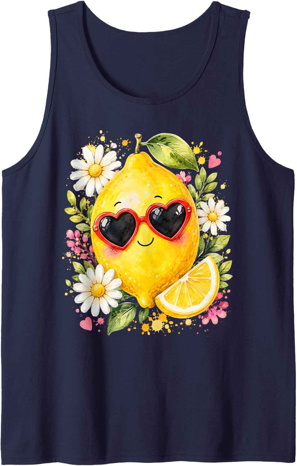 Cute Lemons Fruit Girls & Women Who Adore Loves Lemon Sleeveless Tank Top - Navy Blue