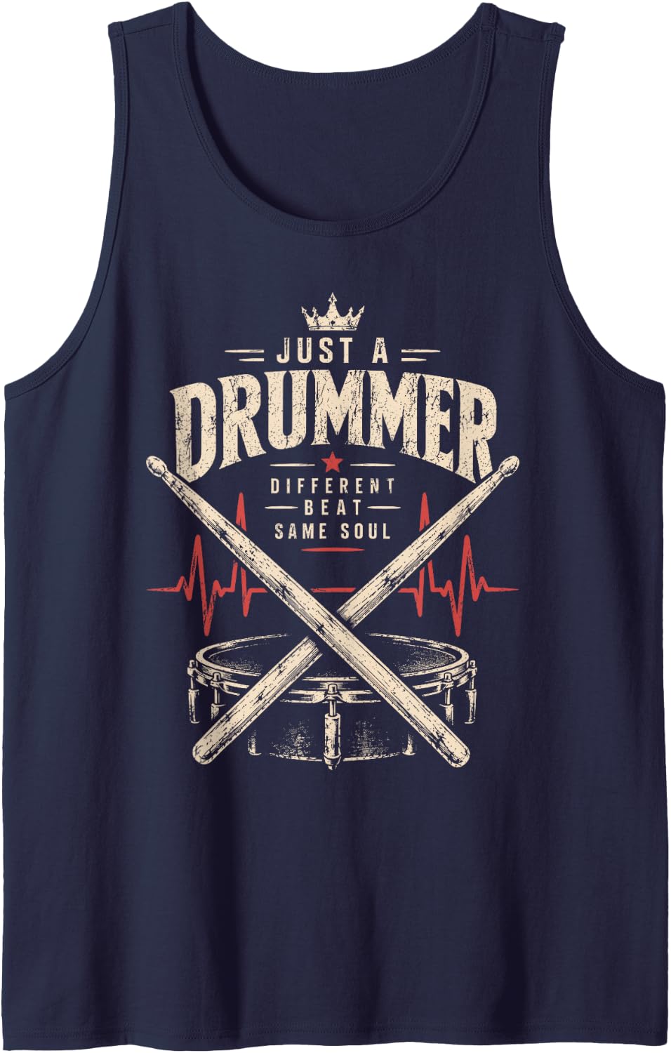 Just A Drummer Different Beat Same Soul Retro Sleeveless Tank Top - Navy Blue