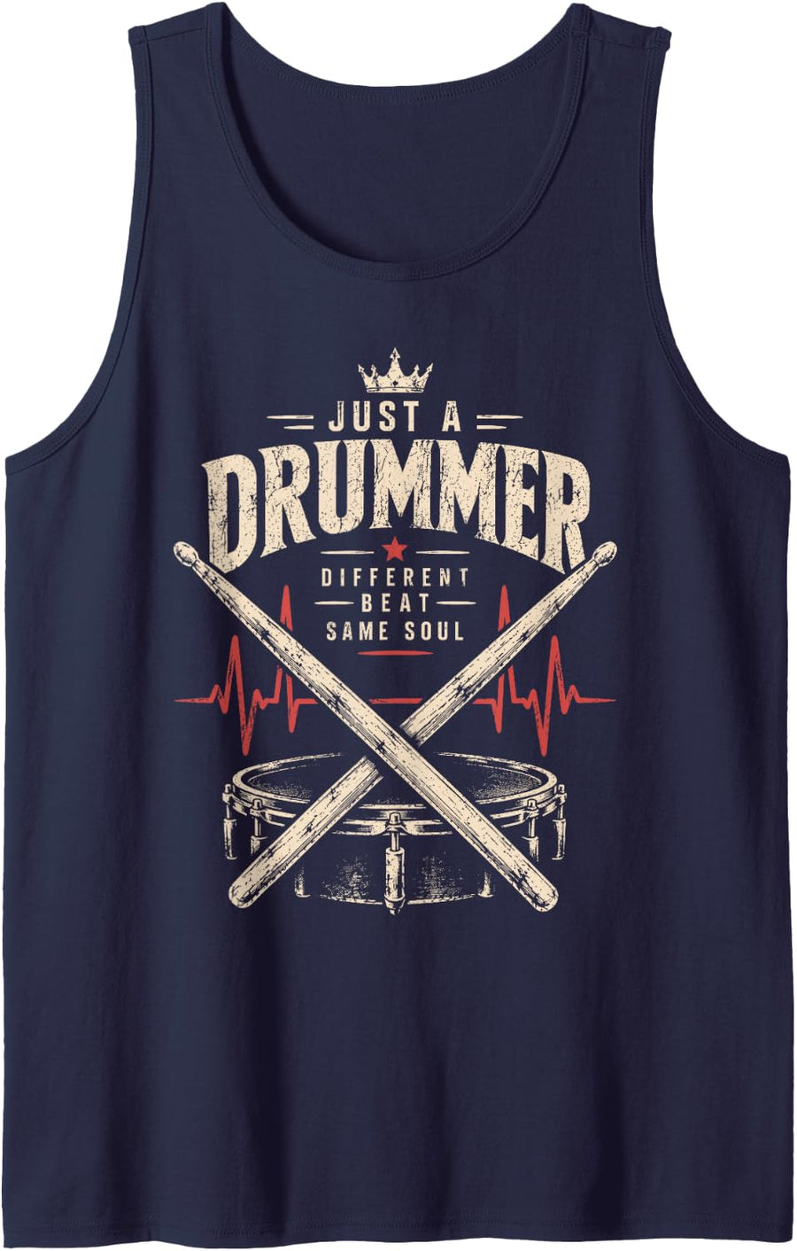 Just A Drummer Different Beat Same Soul Retro Sleeveless Tank Top - Navy Blue