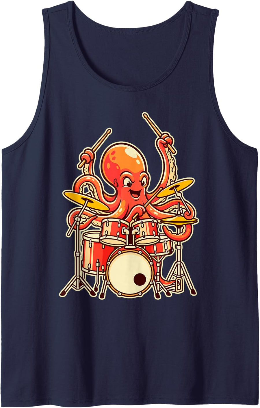 Octopus Drummer Funny Drumming Music Lover Band Humor Drum Tank Top - Navy Blue