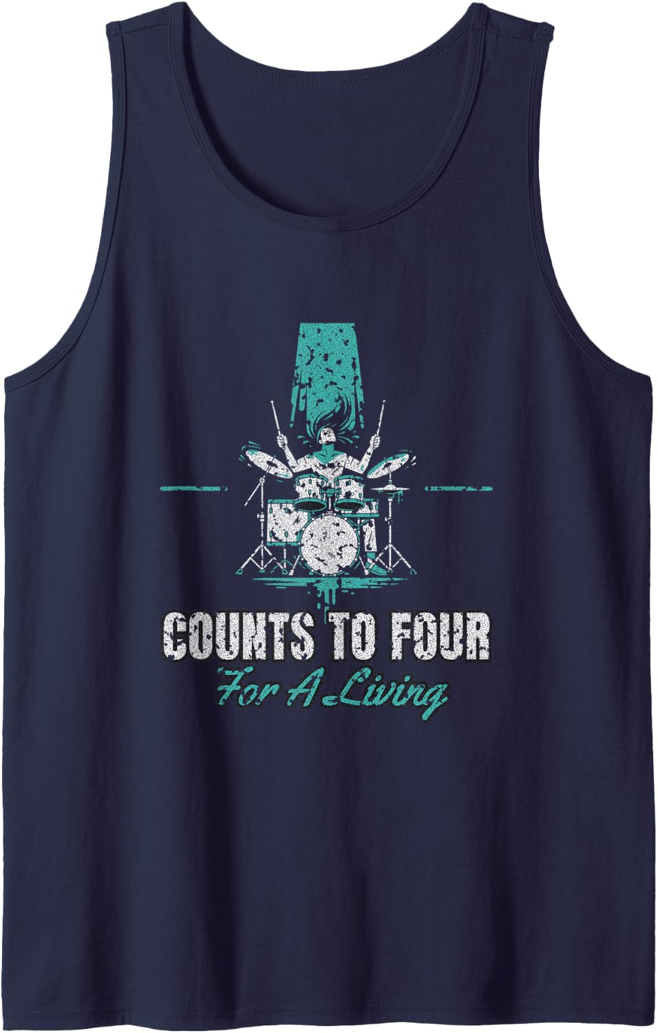 Band Drummer - Counts to Four for A Living - Drum Player Sleeveless Tank Top - Navy Blue