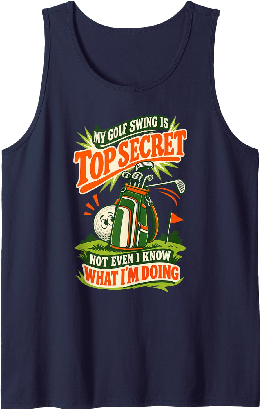 My Golf Swing is Top Secret Funny Atomic Sleeveless Tank Top - Navy Blue