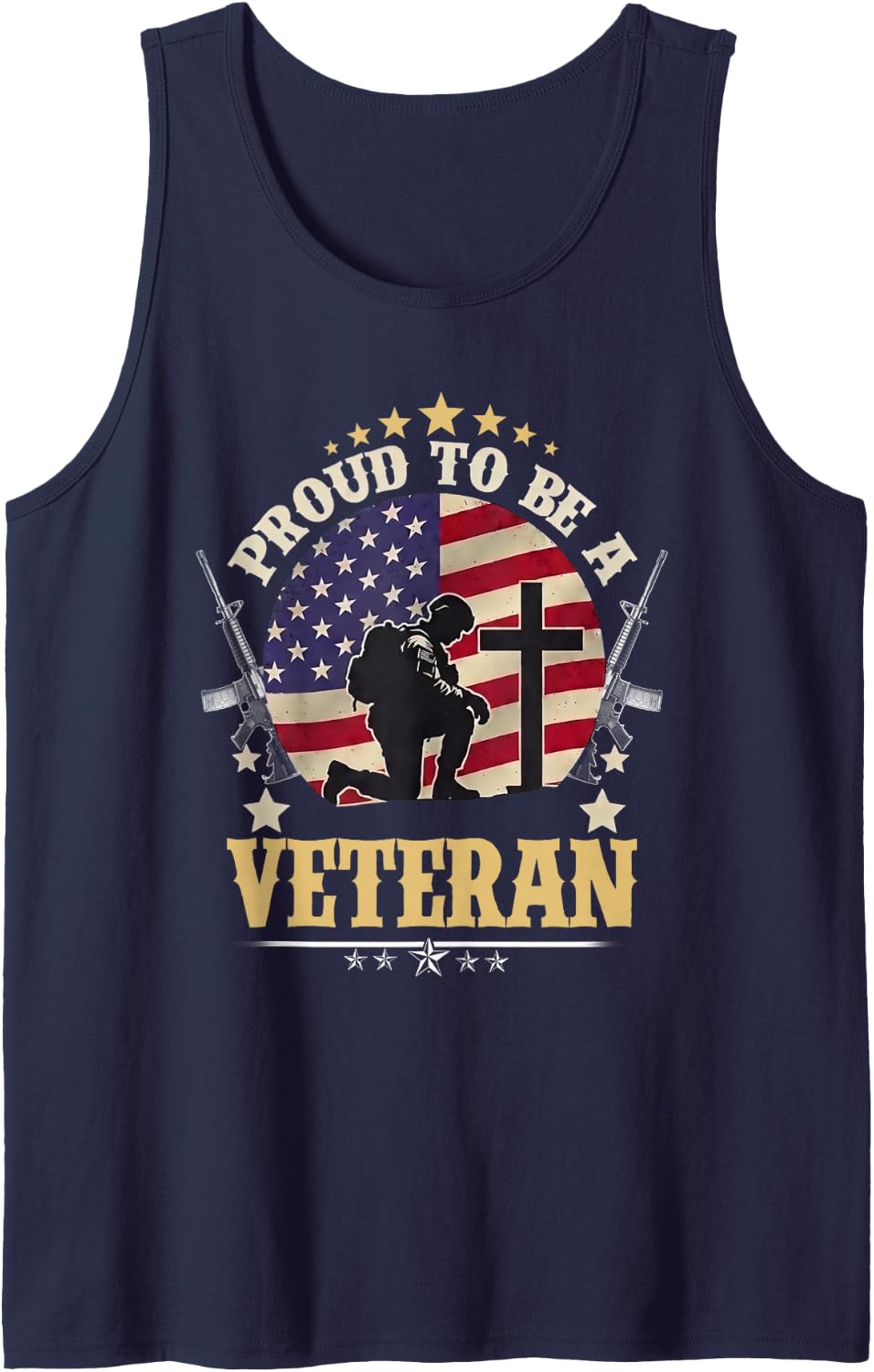 Proud Be A Veteran of The USA Veteran Veterans Day-Patriotic Sleeveless Tank Top - Navy Blue