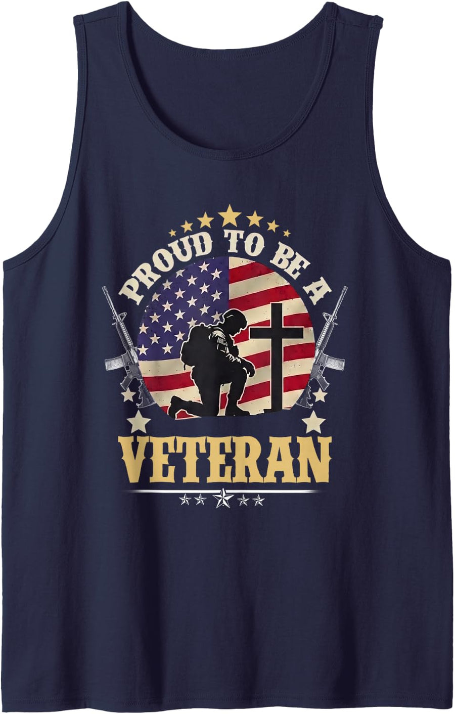 Proud Be A Veteran of The USA Veteran Veterans Day-Patriotic Sleeveless Tank Top - Navy Blue