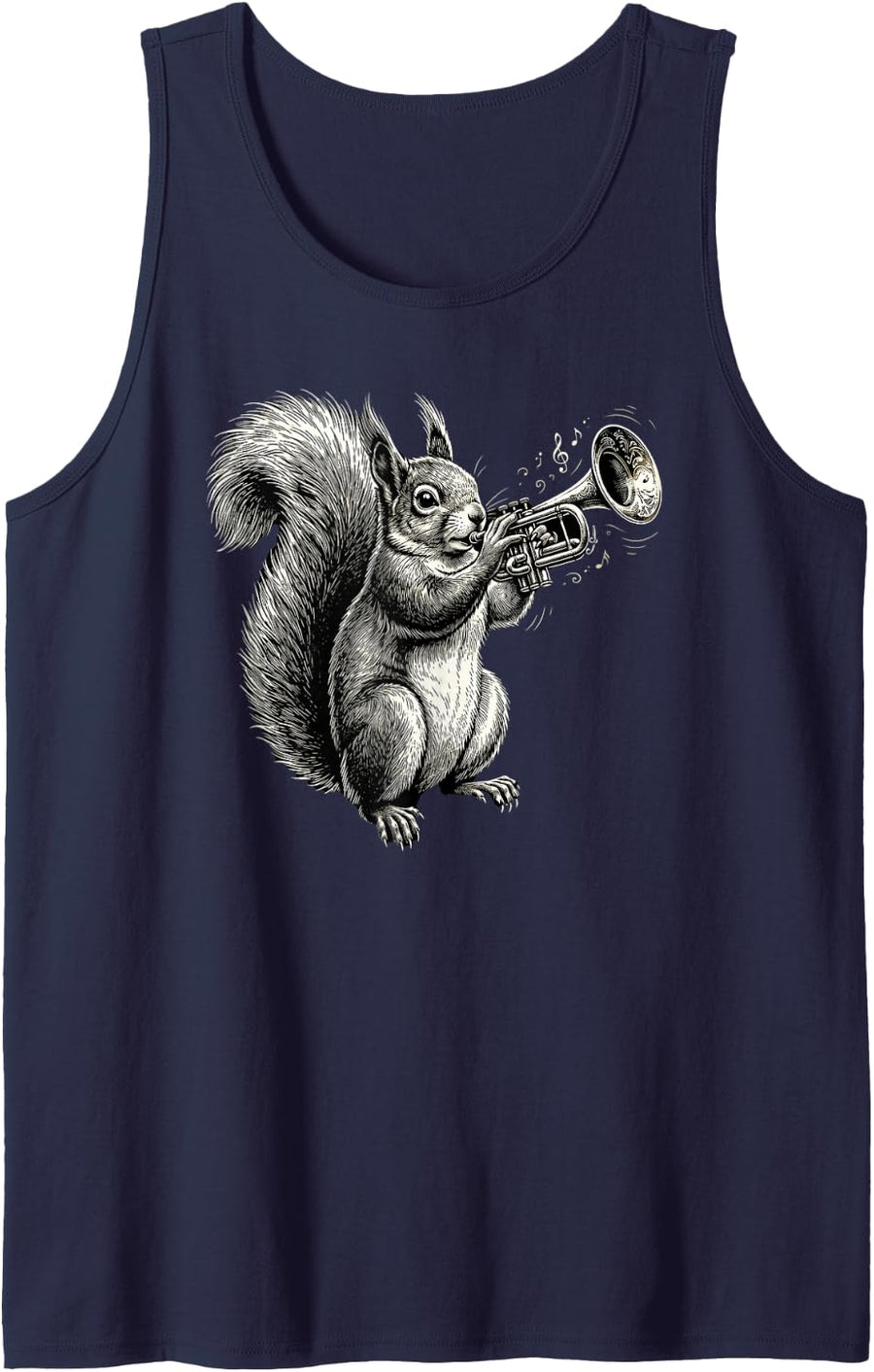 Squirrel Playing Trumpet Player Musician Trumpeter Music Tank Top - Navy Blue