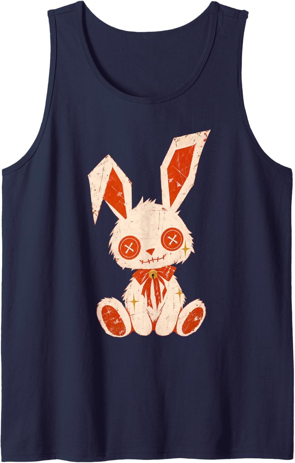 Goth Bunny Creepy Cute Alt Grunge Aesthetic Horror Sleeveless Tank Top - Navy Blue