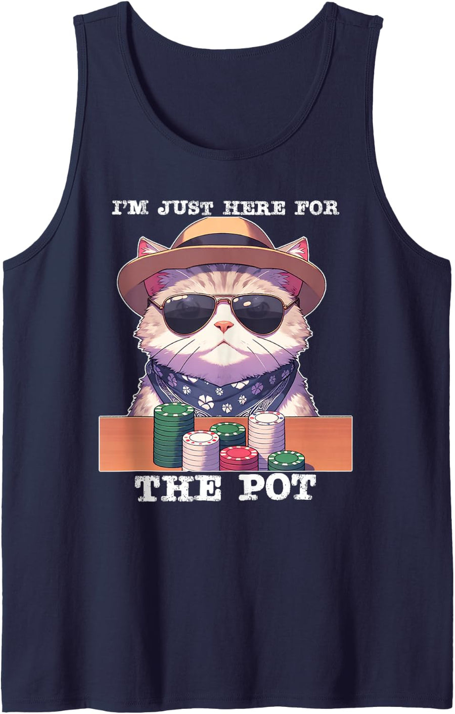 Poker I'm Just Here for The Pot Funny Gambling Casino Tank Top - Navy Blue