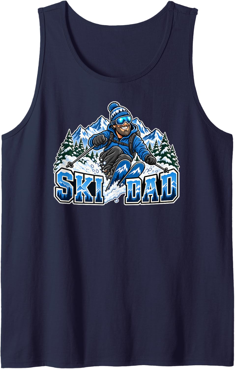 Ski Dad Winter Sports Mountain Snowboarding Skier Enthusiast Sleeveless Tank Top - Navy Blue
