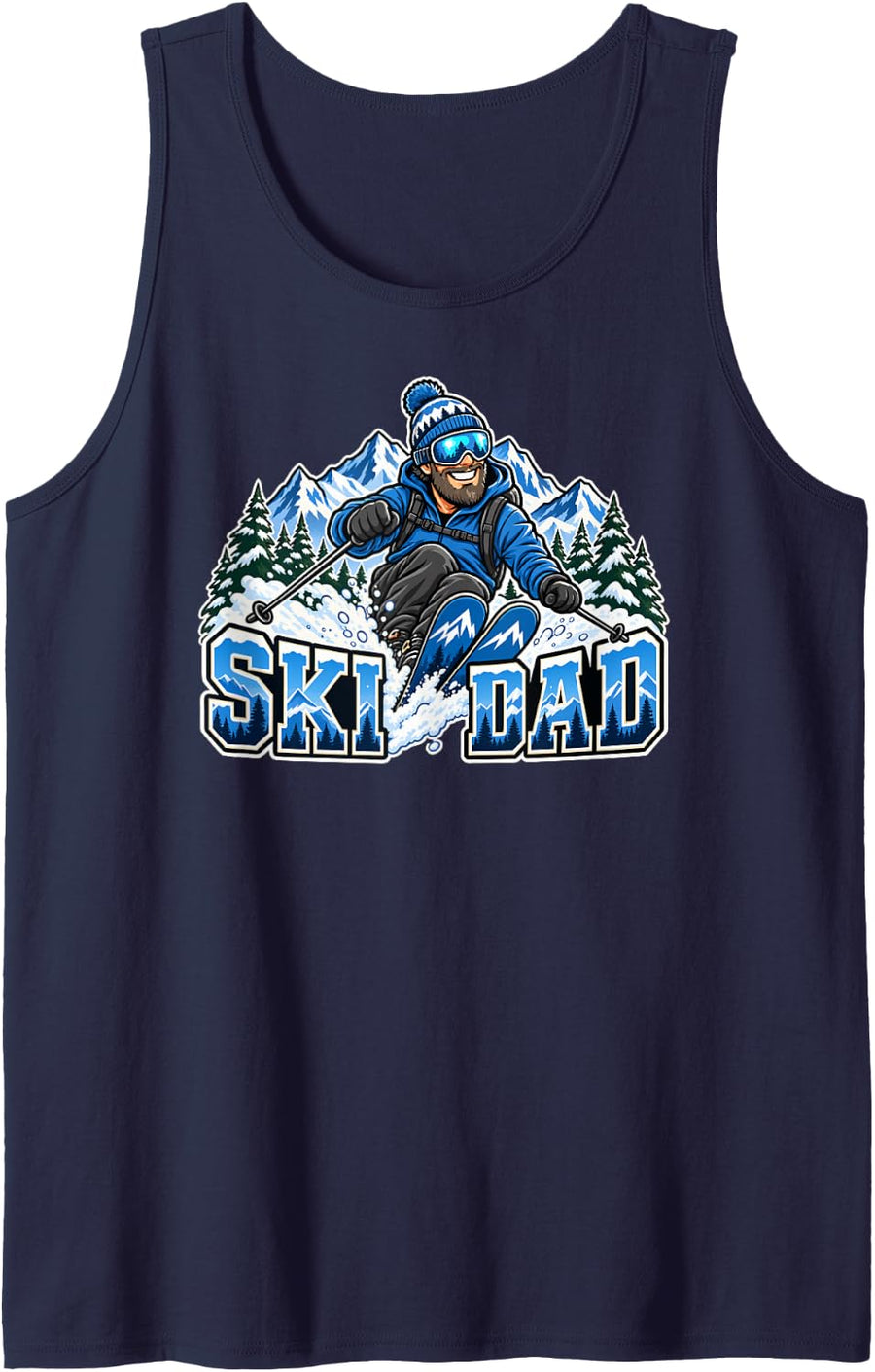 Ski Dad Winter Sports Mountain Snowboarding Skier Enthusiast Sleeveless Tank Top - Navy Blue