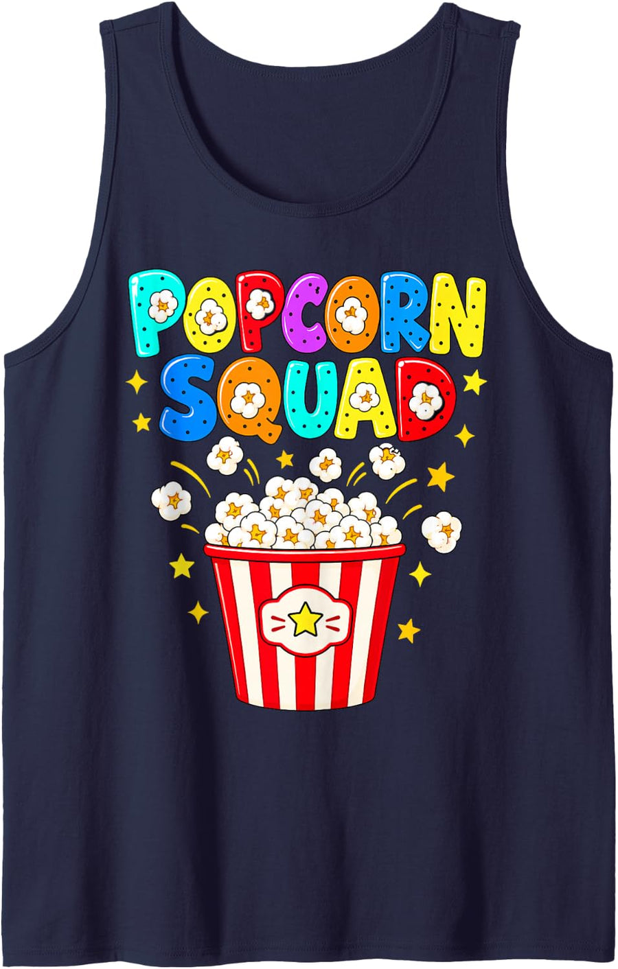 Popcorn Squad Movie Theater Lover Men Women Sleeveless Tank Top - Navy Blue