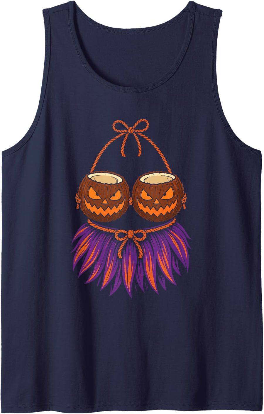 Hawaiian Halloween Luau Ghost Skeleton Tropical Spooky Tank Top - Navy Blue