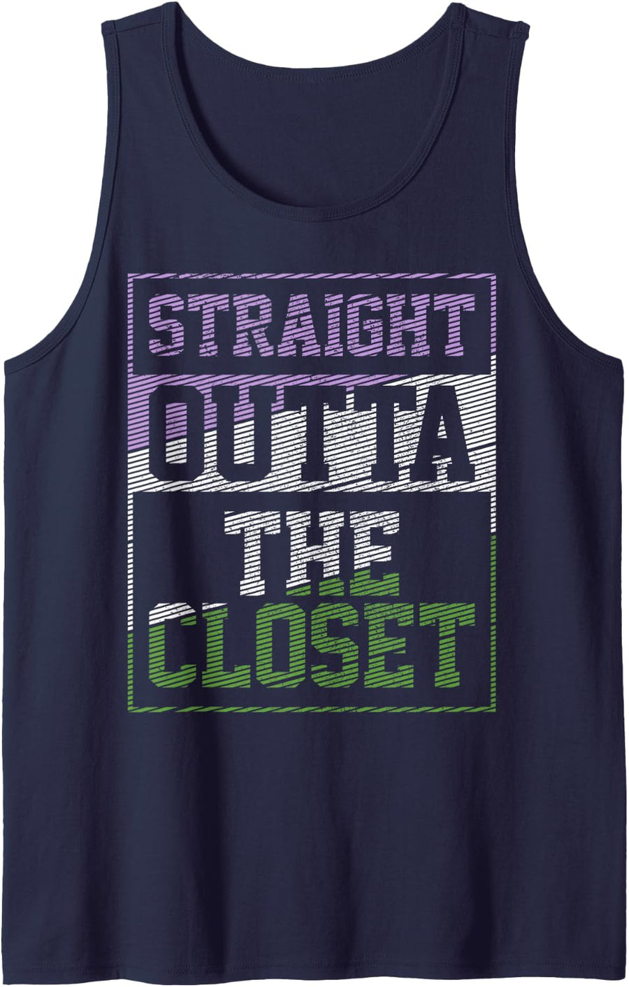 Genderqueer Nonbinary Flag Straight Outta The Closet LGBTQ Sleeveless Tank Top - Navy Blue