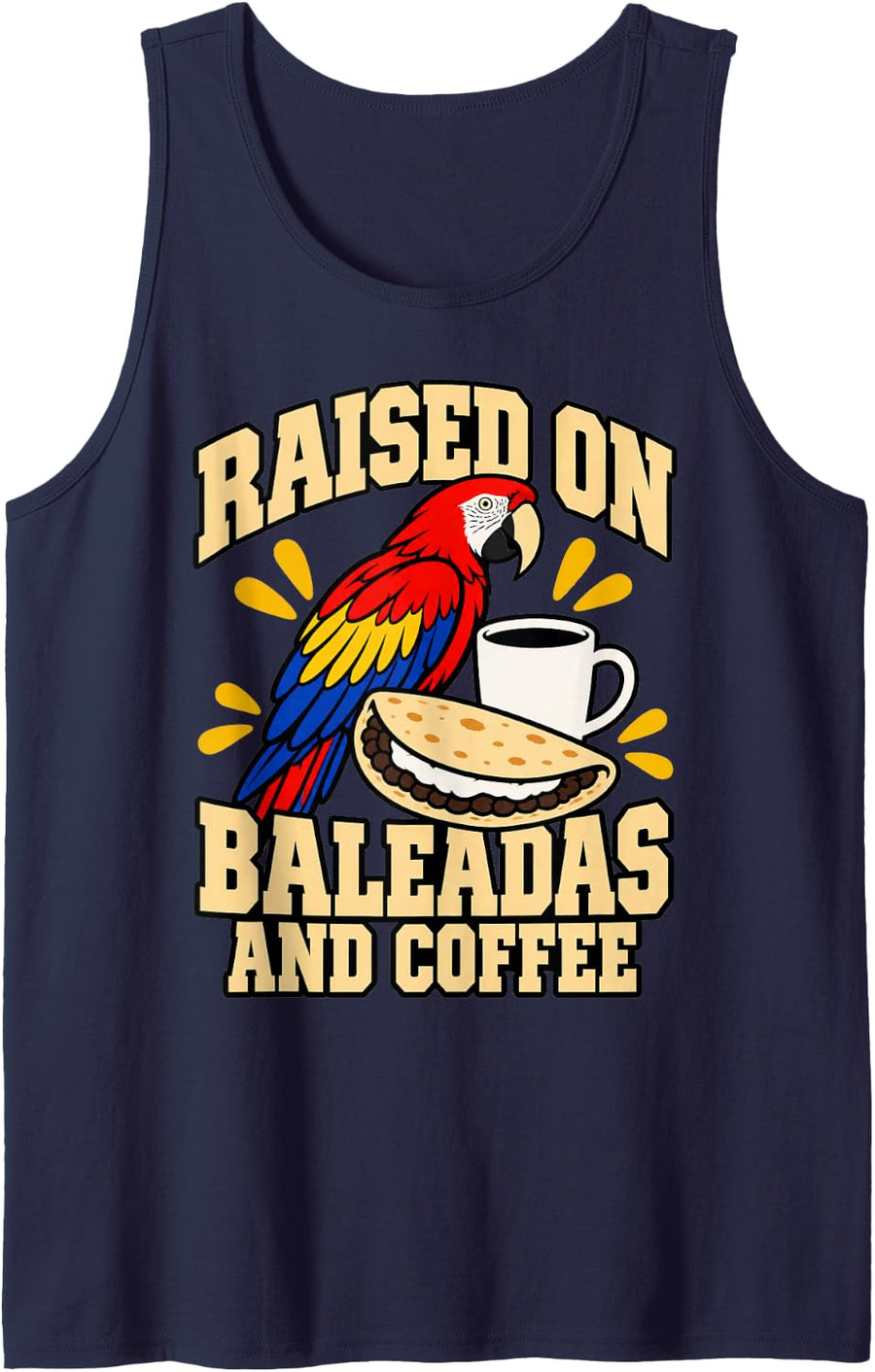 Honduran Raised On Baleadas and Coffee Dad Scarlet Macaw Sleeveless Tank Top - Navy Blue