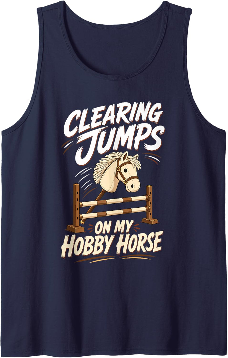 Clearing Jumps On My Hobby Horse Sleeveless Tank Top - Navy Blue