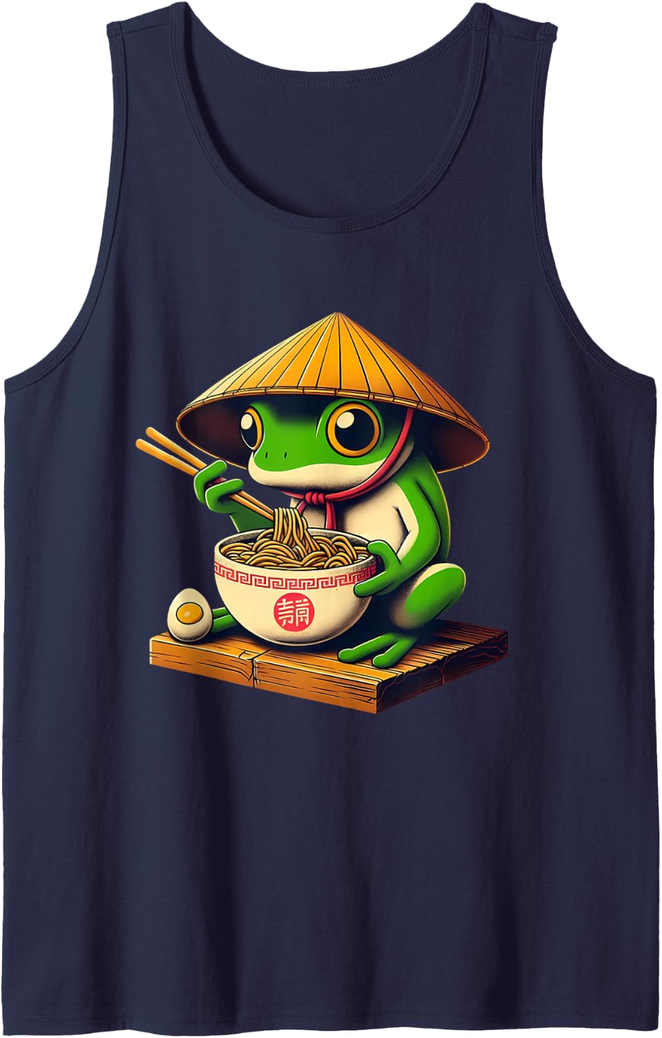 Frog Eating Ramen Kawaii Japanese Noodles Anime Lovers Tank Top - Navy Blue