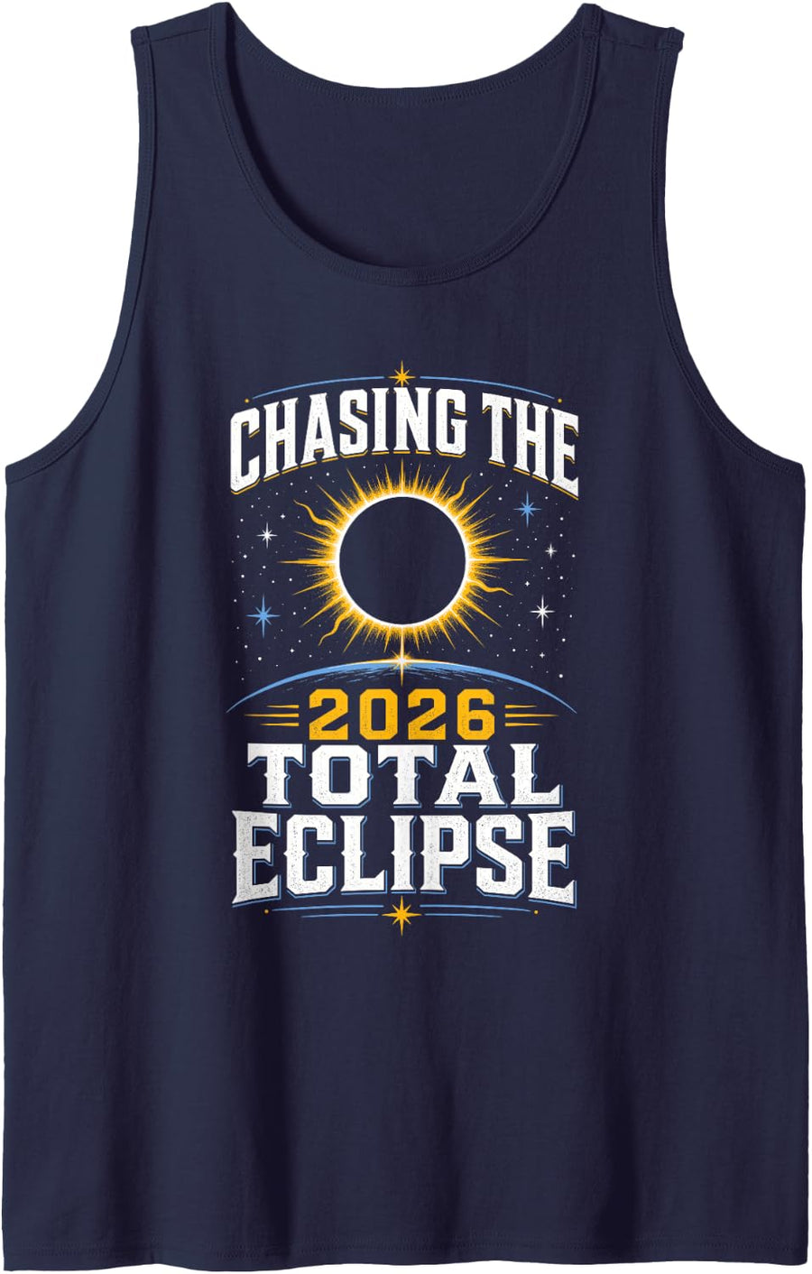 2026 Eclipse Astronomy Event Sleeveless Tank Top - Navy Blue