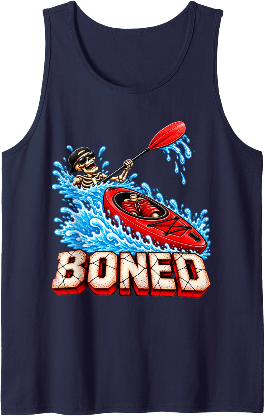 Kayak Kayaking Kayaker Retro Cool Athlete Injury Injured Sleeveless Tank Top - Navy Blue