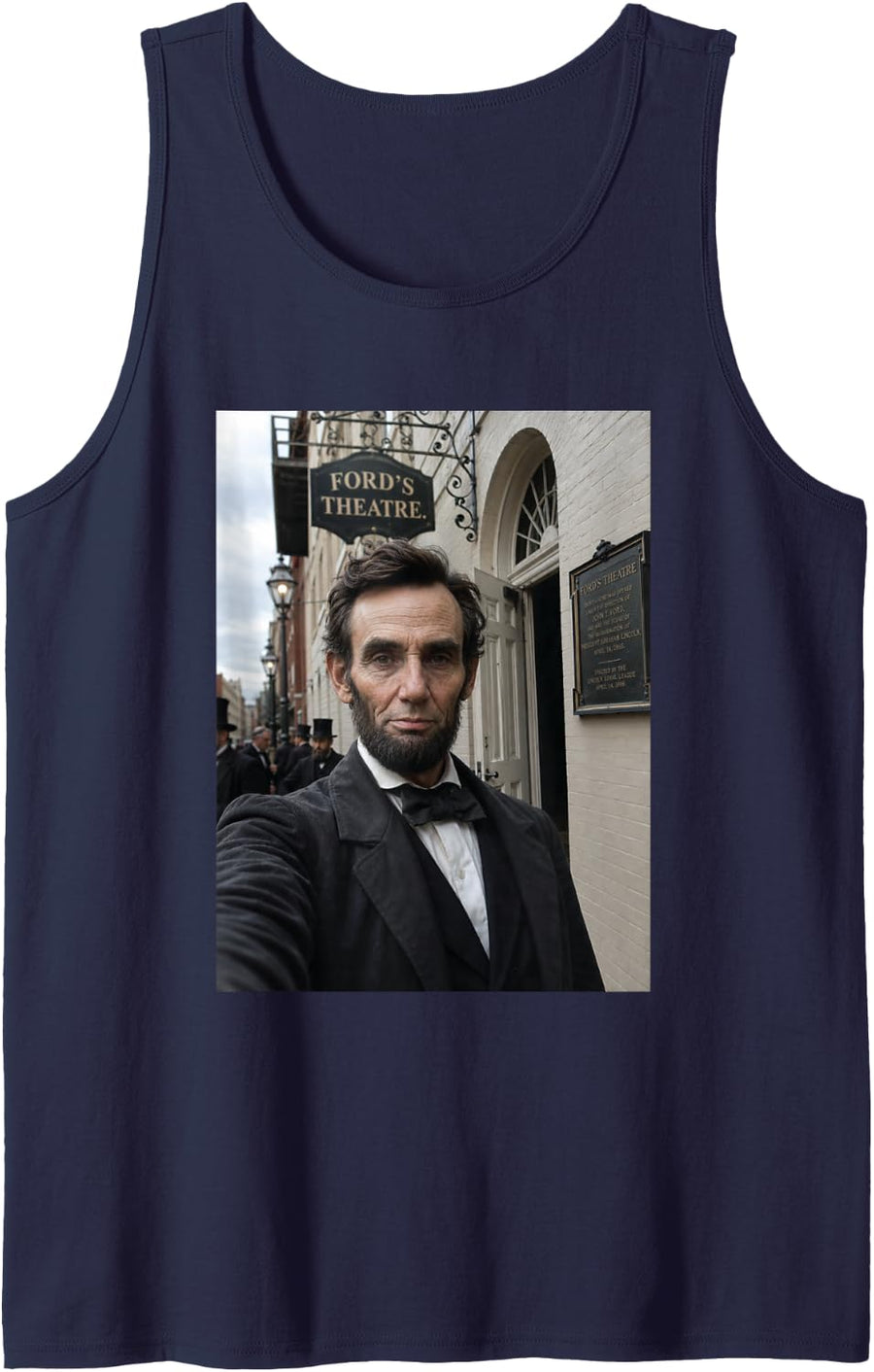 Abraham Lincoln Selfie US President Ford's Theater History Tank Top - Navy Blue