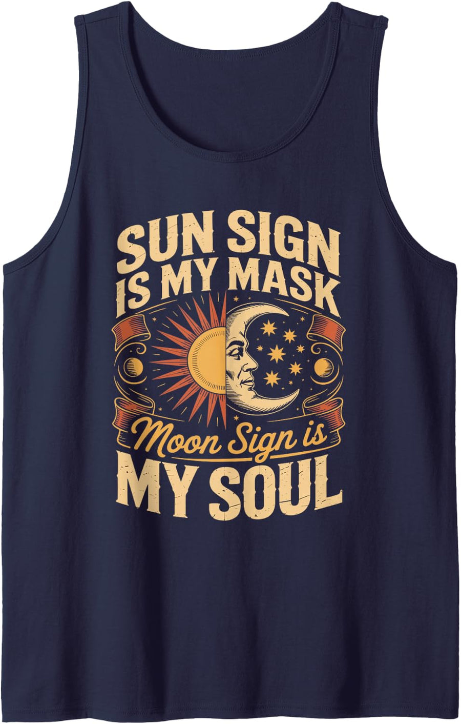 Sun Sign is My Mask Moon Sign is My Soul Astrology Lunar Tank Top - Navy Blue