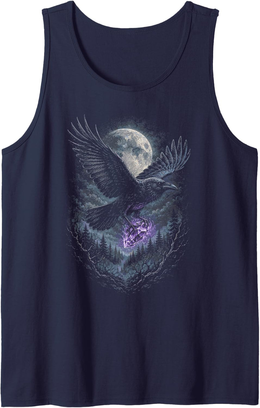 Raven Corvid Birds Tank Top - Navy Blue