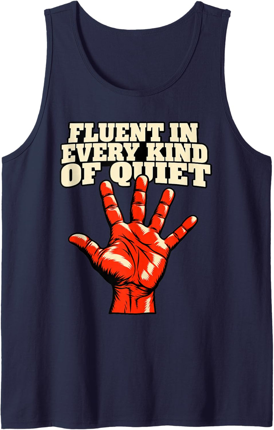 Special Education Fluent in Every Kind of Quiet Hand Teacher Sleeveless Tank Top - Navy Blue