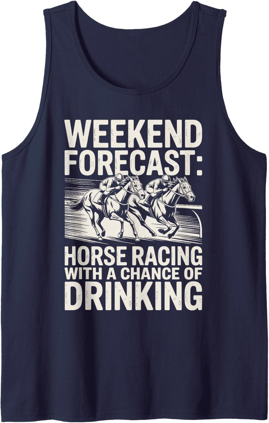 Funny Horse Racing Design for Men Women Horse Racing Lovers Sleeveless Tank Top - Navy Blue